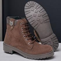Botina Feminina material sintético Camurça Premium Macio
