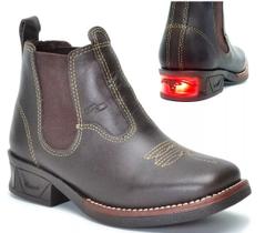 Botina Infantil Bota Unissex Couro Com Luz de Led no Salto