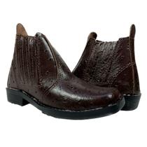 Botina Infantil Country Couro Bovino Tipo Avestruz Couro Forte Botina Infantil Country Couro Bovino Tipo Avestruz Couro Forte