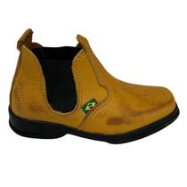 Botina infantil country rodeio dia a dia festa de peão 100% couro solado de borracha antiderrapante amarelo lático