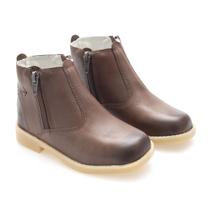 Botina Infantil Masculina com zíper Bota de Couro Legitimo Pronta Entrega cor CAFÉ