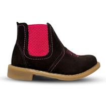 Botina Infantil Menina Bordada Rosa Couro Texana Botina Infantil Menina Bordada Rosa Couro Texana