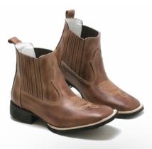 Botina lisa bico Quadrado Whisky Botina lisa bico Quadrado Whisky