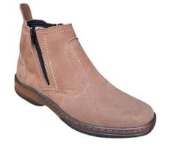 Botina Marrom Claro Rato Bota Masculina Ziper Fecho Couro Nobuck Modelo Sapato Social Casual 2220