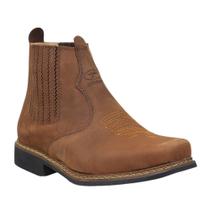 Botina Masculina Bico Quadrado Marrom Cerrado 37674