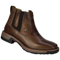 Botina Masculina Bico Quadrado Sobreiro - Zebu Couro Legitimo Original Moda Country 2025 Super Confotável e Resistente