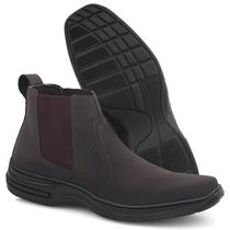 Botina Masculina Bota Nobuck Conforto Bico Quadrado Elástico Calçar Casual Passeio Trabalho