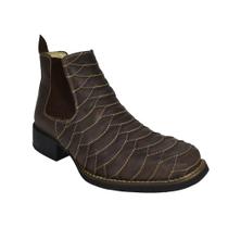 Botina Masculina Cano Curto Bico Quadrado Escamada Oklahoma Country
