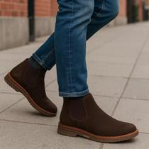 Botina Masculina Cano Curto Elástico Lateral Sola Costurada