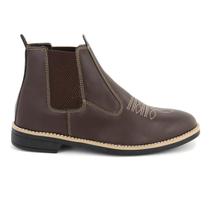 Botina Masculina Chelsea Bordada Couro MarromConfort Reforça Botina Masculina Chelsea Bordada Couro MarromConfort Reforça