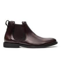 Botina Masculina Chelsea Couro Legítimo 100% Solado Gel Confortável Forro em Couro Premium Casual Lúcio Pelle Cor:CaféT