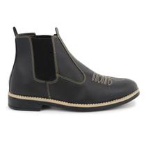 Botina Masculina Confortável Bota Texana Com Bordado Preto Cor:PretoTamanho:37 Botina Masculina Confortável Bota Texana Com Bordado Preto Cor:PretoTamanho:37