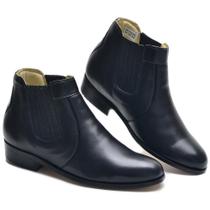 Botina Masculina Couro Chelsea Cano Curto Macia Lisa