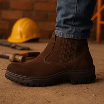 Botina Masculina Couro Legítimo Nobuck Trabalho Pesado Confortável Antiderrapante Leve Botina Masculina Couro Legítimo Nobuck Trabalho Pesado Confortável Antiderrapante Leve