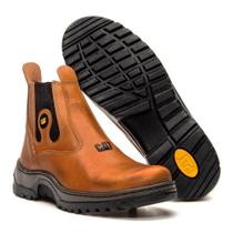 Botina Masculina Couro Legítimo Sola Borracha Elástico Ortopédica Várias Cores ADV