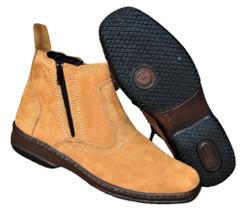 Botina Masculina Em Couro Bota Com Ziper Lados Botinha Casual Social Solado Costurado 2220 Amarelo