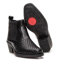 Botina Masculina em Couro Legítimo Preto Texana Country Montaria Botina Masculina em Couro Legítimo Preto Texana Country Montaria