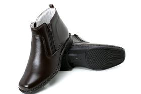 Botina Masculina Ortopédica Bota Antistres Couro Legítimo Com Zíper Botina Masculina Ortopédica Bota Antistres Couro Legítimo Com Zíper