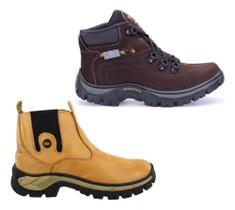 Botina Masculina Tenis Couro Legitimo Sola Tratorada 2 Pares Botina Masculina Tenis Couro Legitimo Sola Tratorada 2 Pares