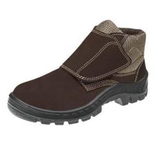 Botina Nobuck tiras autocolantes Bico PVC Marrom CA 43273 - MARLUVAS