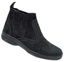 Botina numero 38 couro nobuck cor preta preto bota estilo casual solado costurado sapato