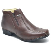 Botina Ortopédica Masculina De Couro Zíper Lateral