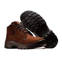 Botina Profissional Em Couro Nobuck Café com Cadarço Solado PU Conforto