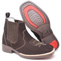 Botina Texana Butina Masculina Country Couro Legítimo Bota Bico Quadrado