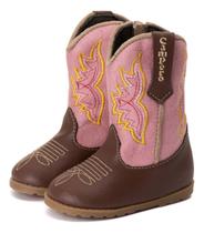 Botina Texana Feminina Infantil Cano Longo Rosa Ziper