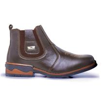 Botina Texas Masculina Bordada em Couro Marrom