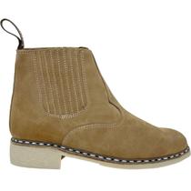 Botina Vira Francesa Passeio Trabalho Costurada a Mão em Couro Elástico Coberto Bico Redondo Oliveira 04