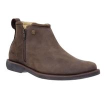Botina Zebu Confortável Lançamento Couro Masculina Zíper Original