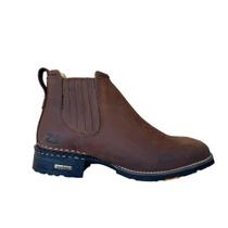 Botina Zebu em Couro Bico Quadrado Masculina 57020 Terra