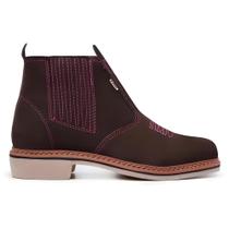 Botinas Country Confortavel Botas Couro Bovino Legítimo Rodeio Solado Borracha Látex