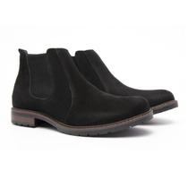 Botinas Country Masculina Bico Redondo Couro Nobuck Preto
