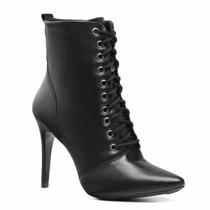 Botinha Bico Fino Elegante Feminina com Salto Alto Fino Sofisticada