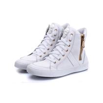 Botinha Bota Treino Feminino Cano Alto Fitness Academia Caveira Zíper Couro Legítimo 10200 Vermelha
