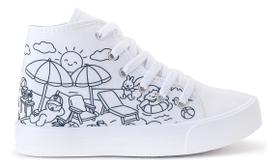 Botinha Branca Para Colorir Menina Infantil Escolar Macia Nf Botinha Branca Para Colorir Menina Infantil Escolar Macia Nf