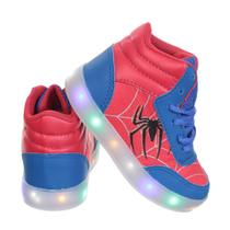 Botinha Calçado Infantil Masculino Com Luzes de Led Aranha