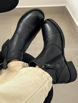 Botinha Coturno Bota Feminina Cano Curto Rasteira Couro Lirom