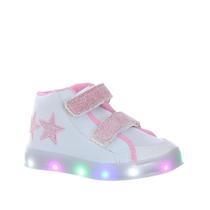 Botinha de Menina Com Brilho Luzinha de Led Estrela Glitter Branca