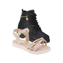 Botinha e Sandália Infantil Menina Casual - KIT 2 PARES Tam 23 ao 34 Botinha e Sandália Infantil Menina Casual - KIT 2 PARES Tam 23 ao 34