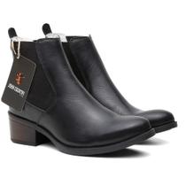 Botinha Feminina Cano Curto Montaria Em Couro Preta Ref. Botinha-Mont-Preta