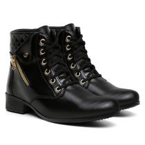 Botinha feminina Coturno Bota Cano Curto Salto Baixo Moda inverno barata