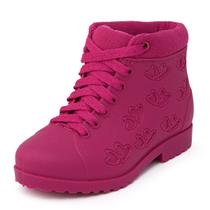 Botinha Feminina Infantil Menina Coturno Rosa e Preto