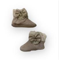 Botinha Recém Nascido Tamanho 15 De 04 A 06 Meses Bege Camurça