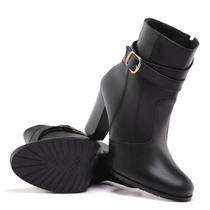 Botinha Salto Ankle Boot Detalhe Fivela Fechamento Em Ziper