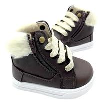 Botinha Sapatinho Infantil Unissex Com Pelinho Marrom