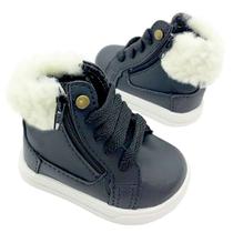 Botinha Sapatinho Infantil Unissex Com Pelinhos Preto
