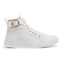 Botinha Sneaker Fivela Feminina Cano Baixo Branco